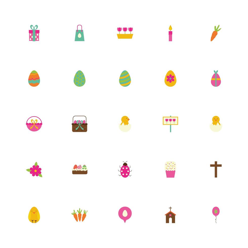 Easter icon set vector