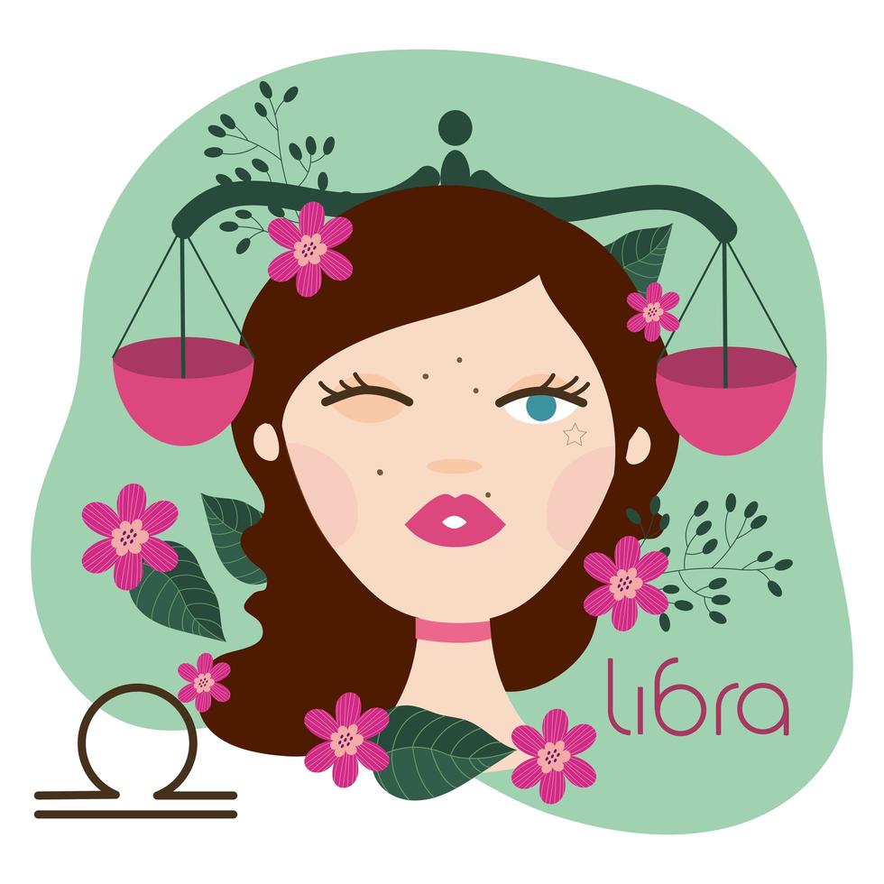 beautiful woman with libra zodiac sign vector