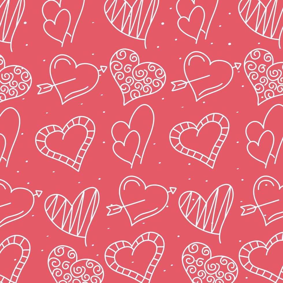 Hearts and love line style pattern vector