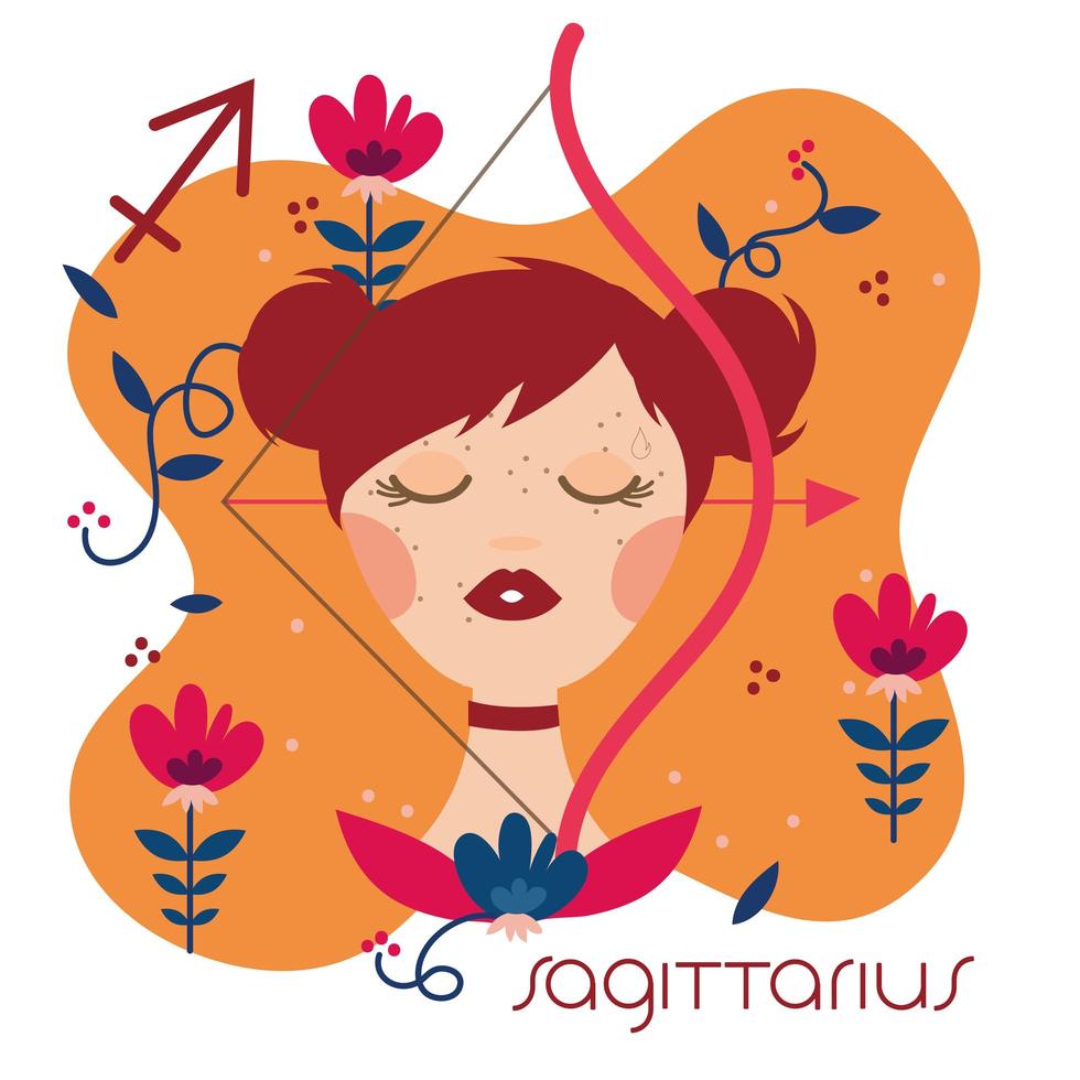 beautiful woman with sagittarius zodiac sign vector