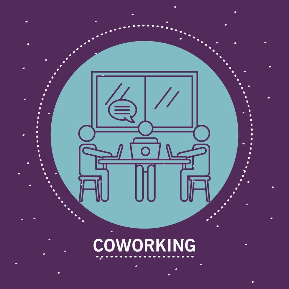 bundle of workers avatars, coworking line style icons vector