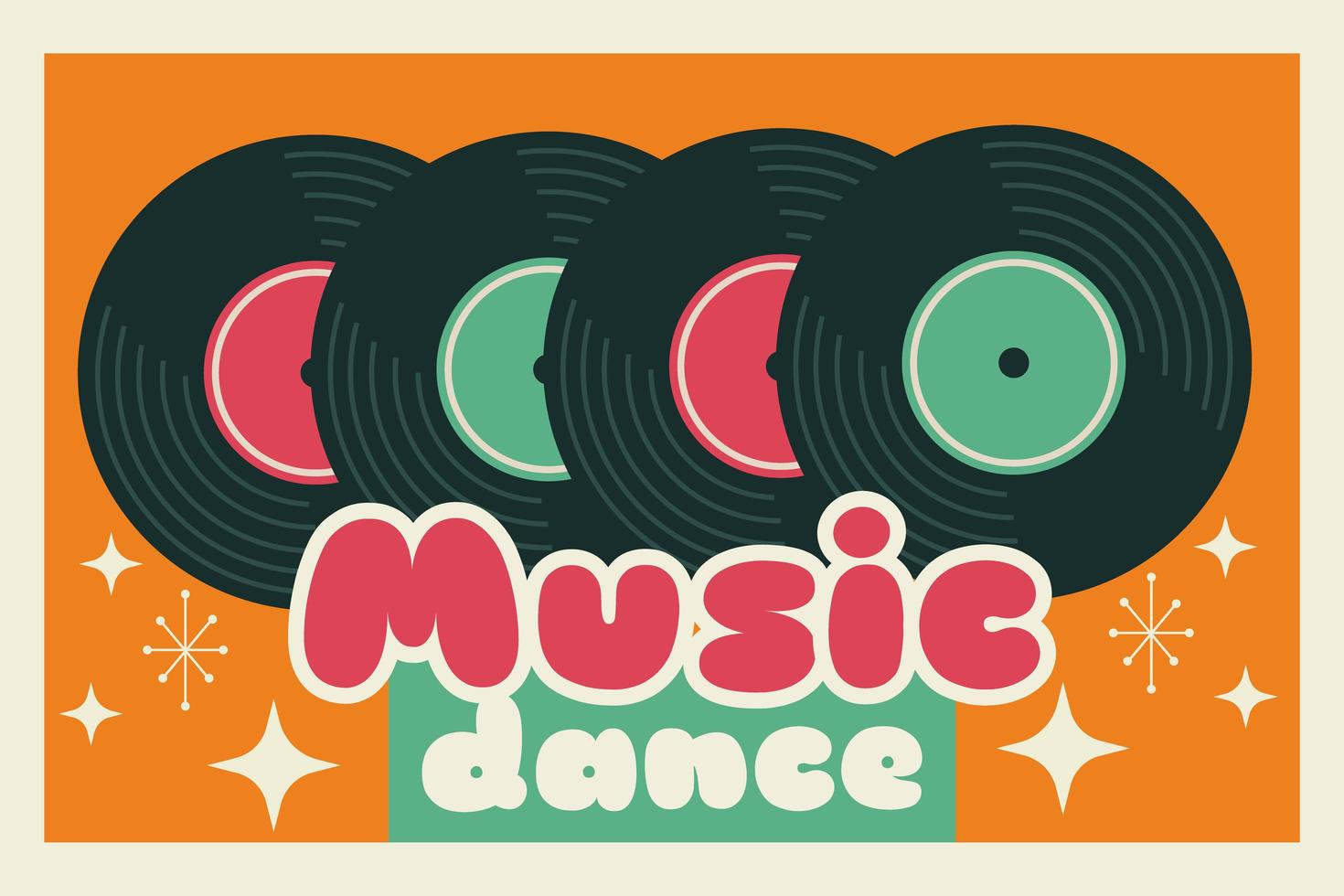 Retro style party poster with vinyl records vector