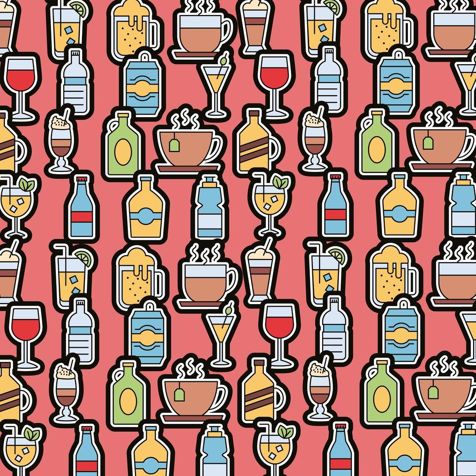 Beverages pattern background vector