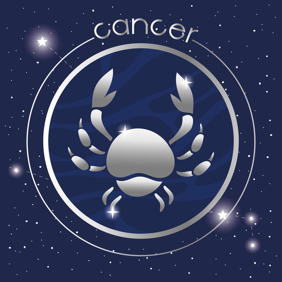 cáncer signo del zodíaco diseño de plata vector