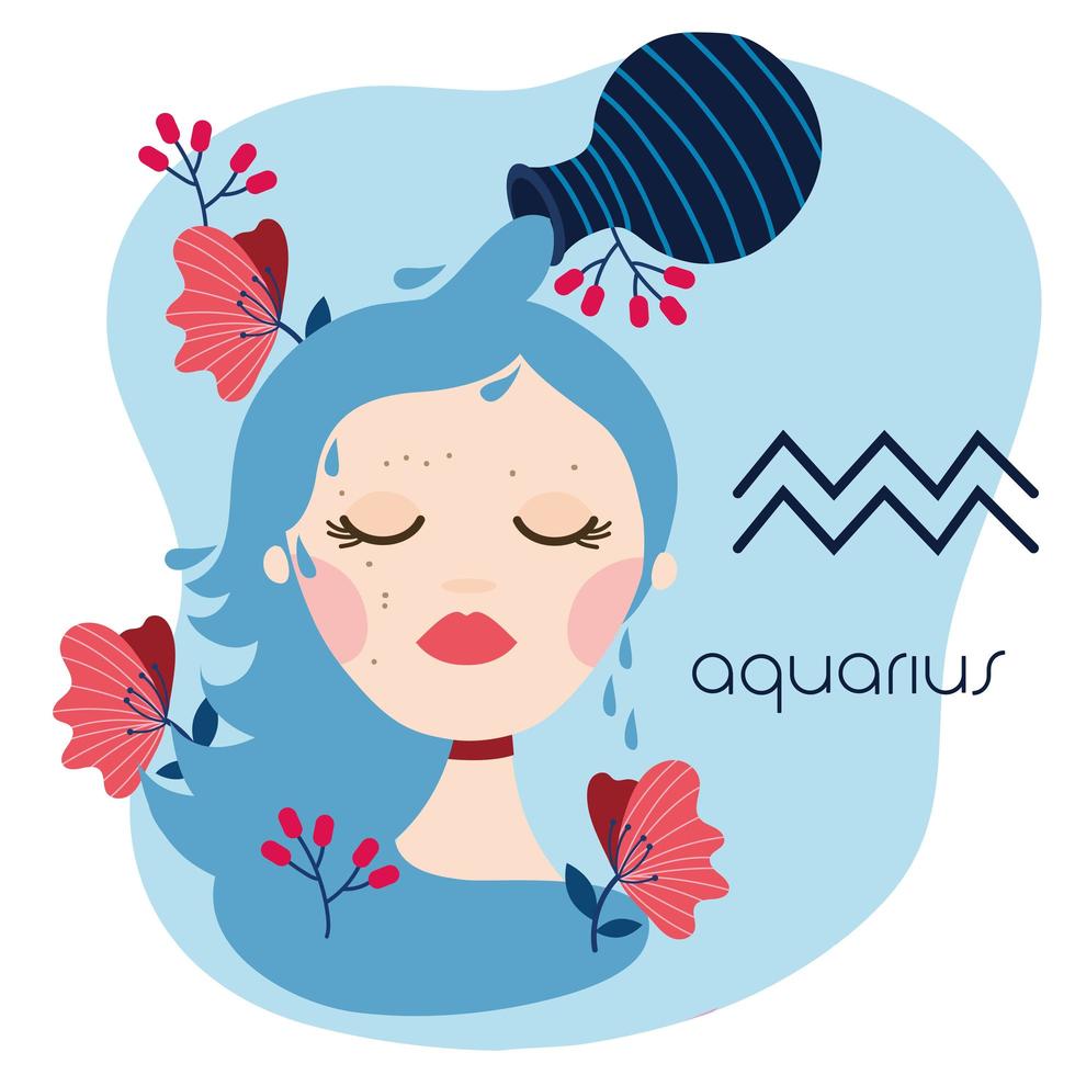 beautiful woman with aquarius zodiac sign vector