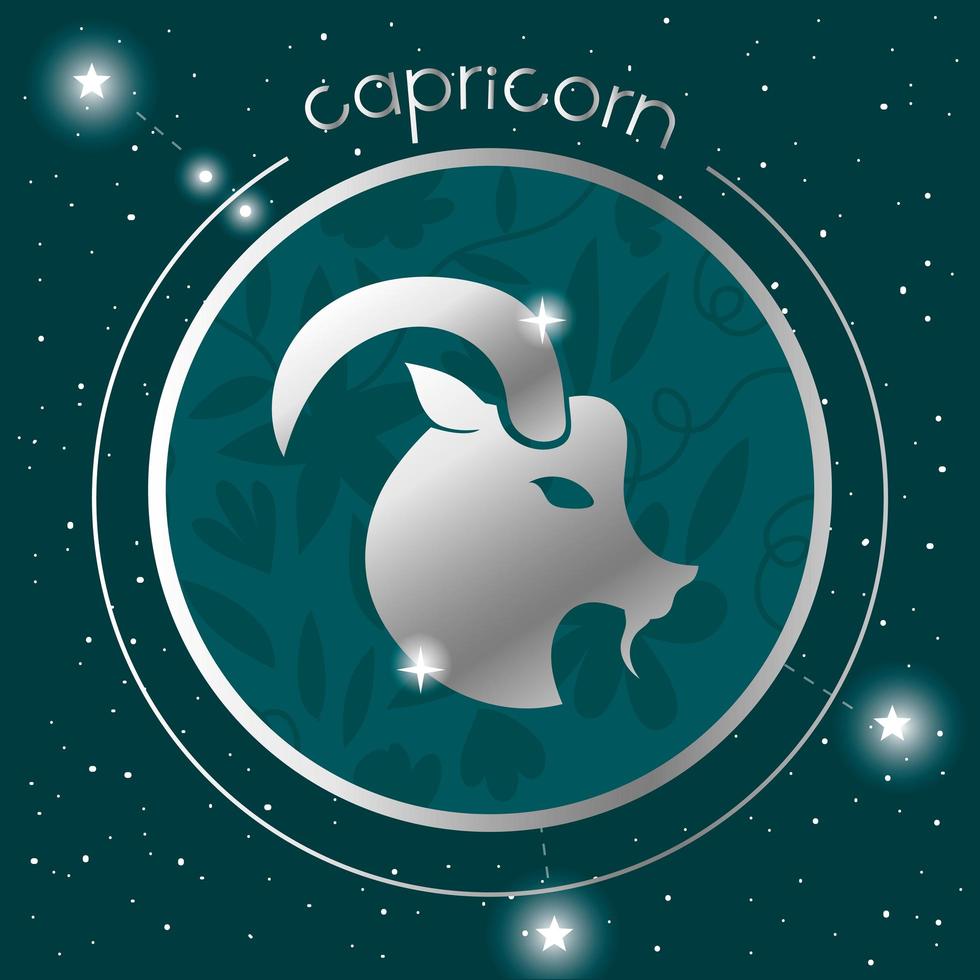 Capricornio signo del zodiaco diseño de plata vector