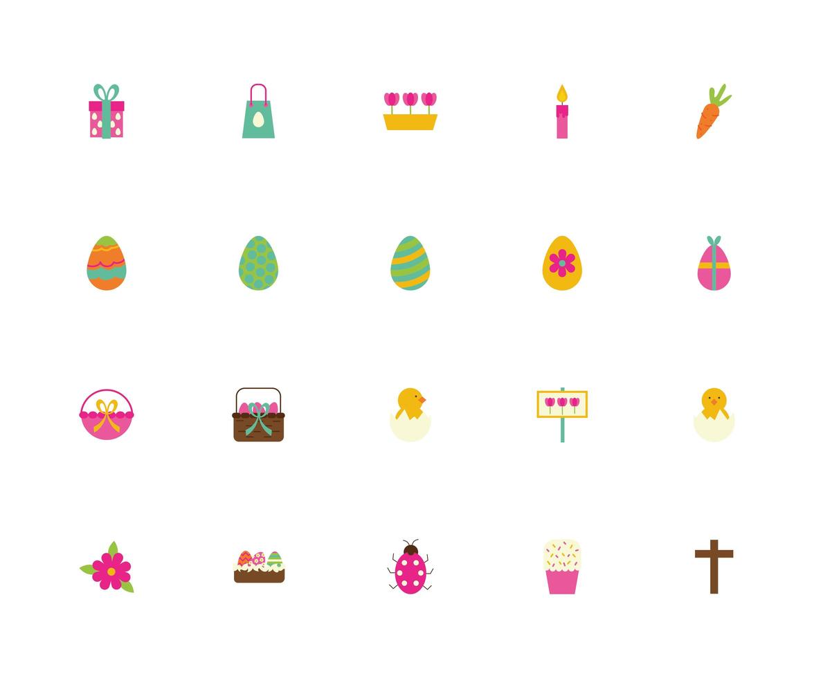 Easter icon set vector