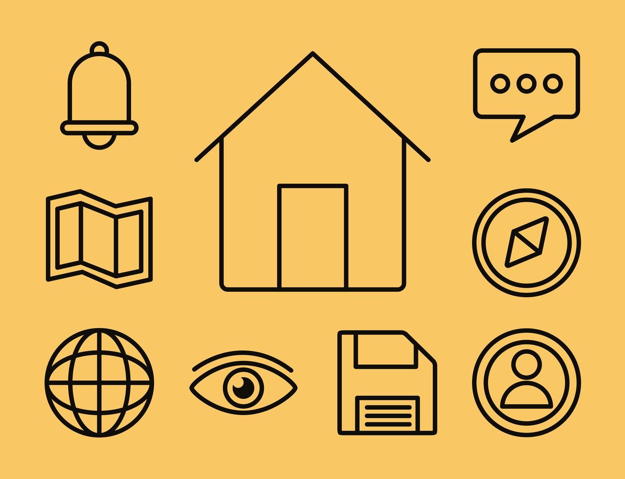 house with interface line style icon vector