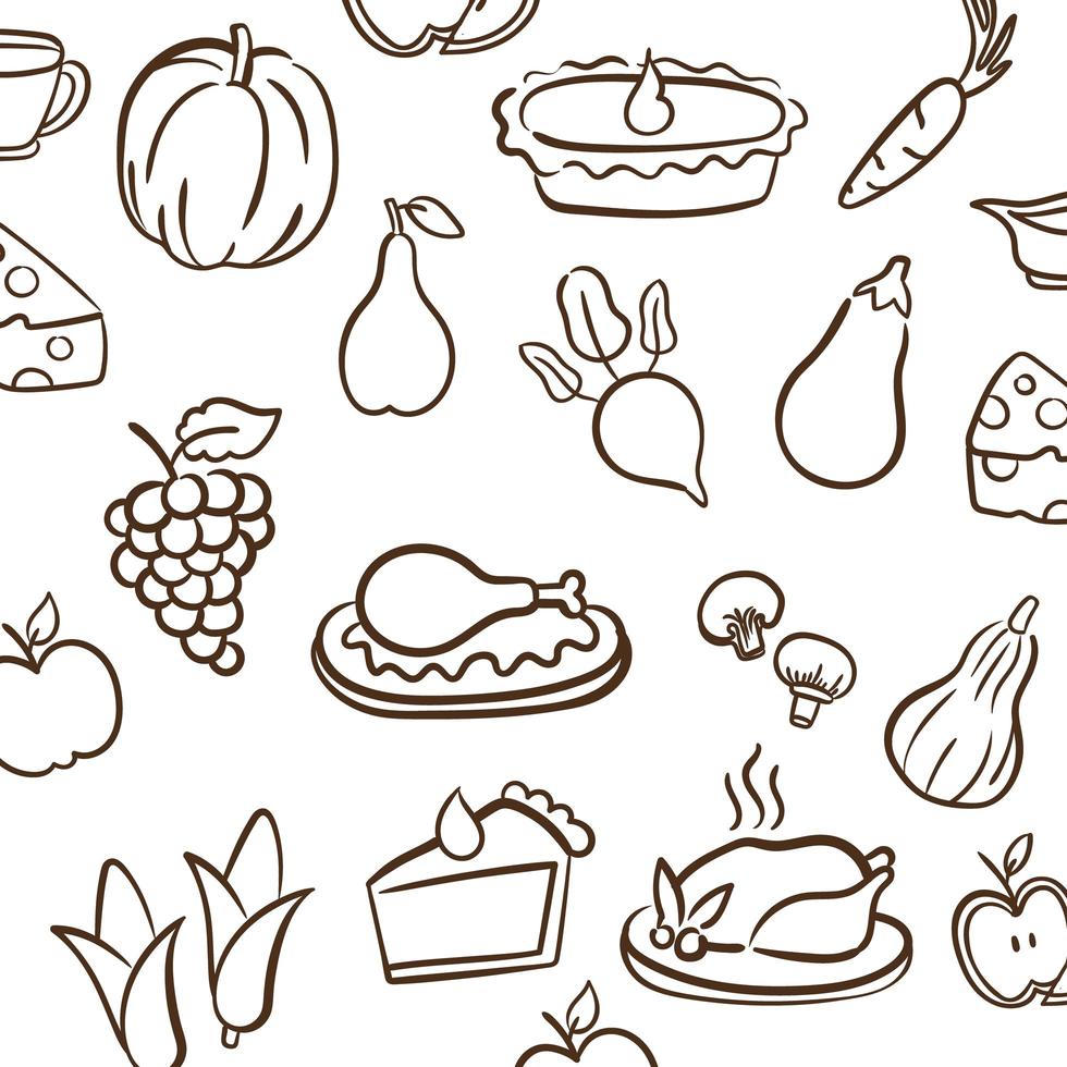 Thanksgiving day pattern background with icons vector