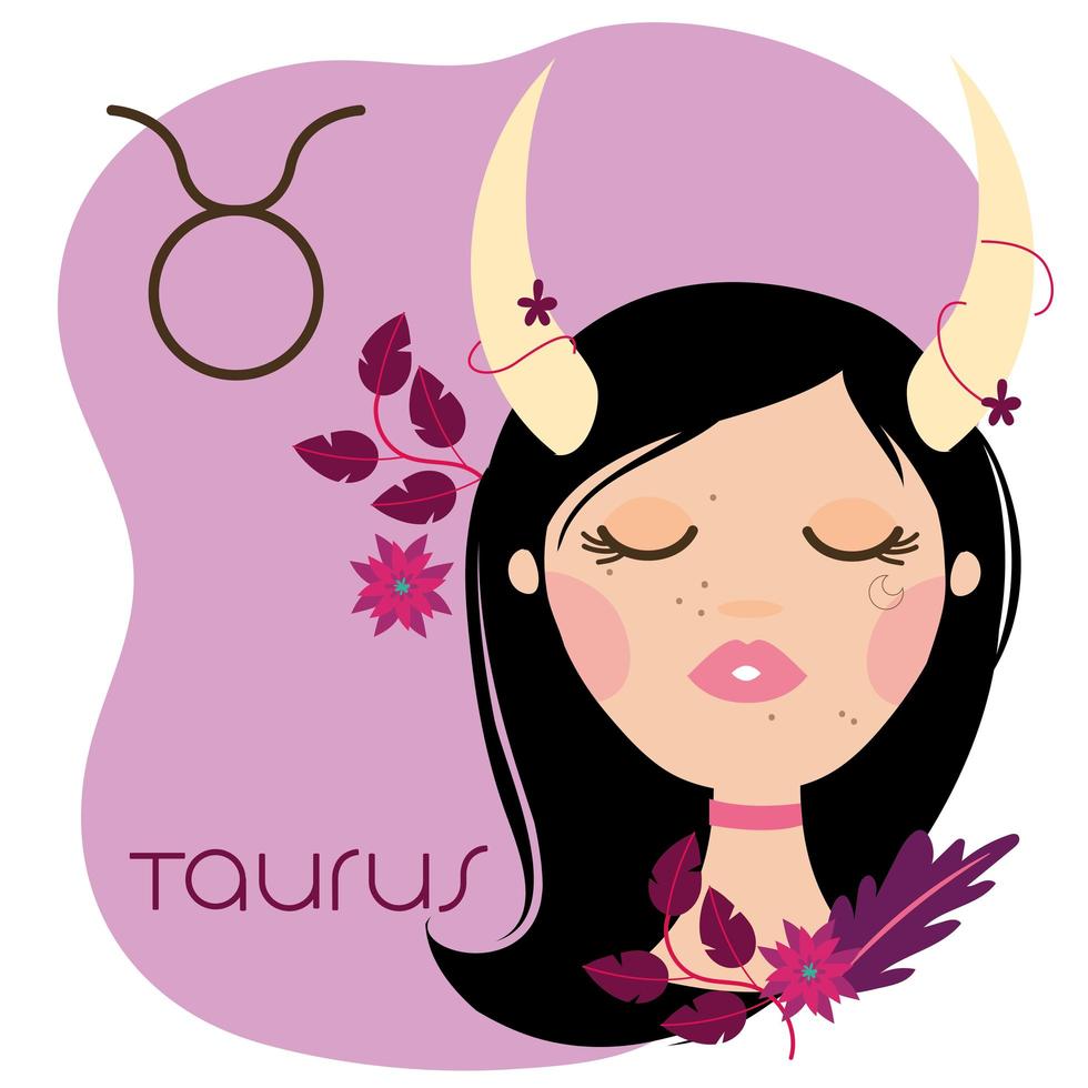 beautiful woman with taurus zodiac sign vector