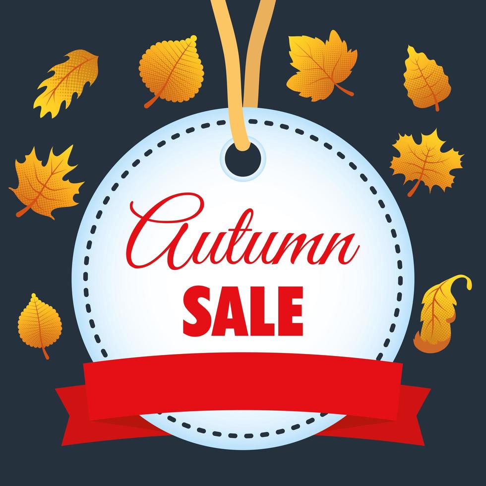 Autumn sale banner with round frame vector