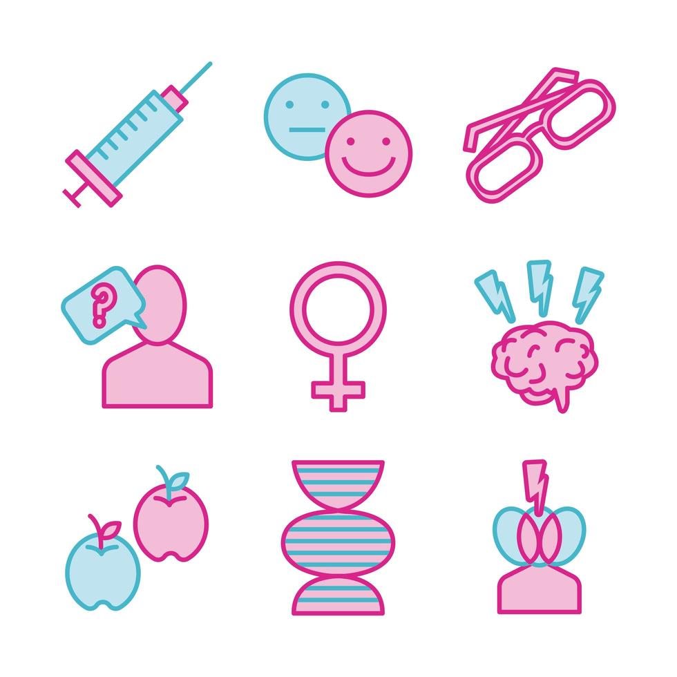 Alzheimer's disease icon set vector
