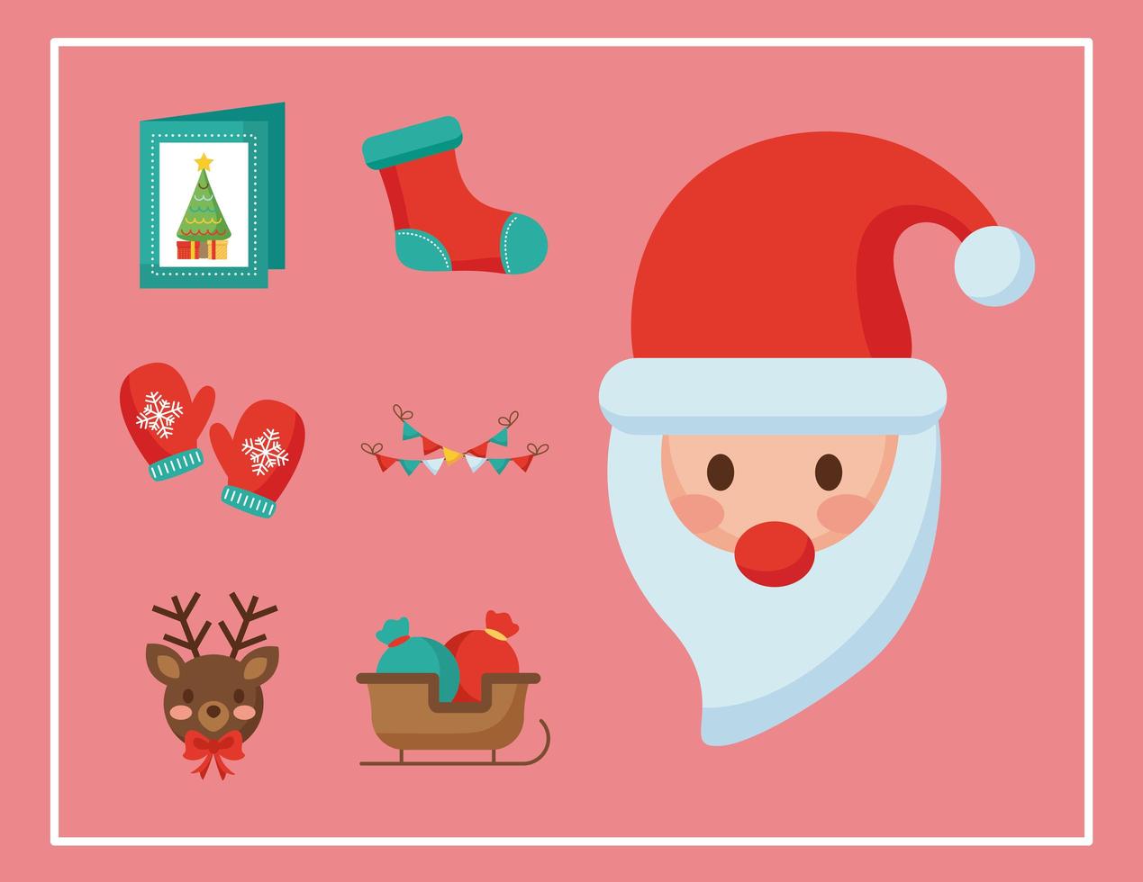 navidad santa claus e iconos estilo plano vector