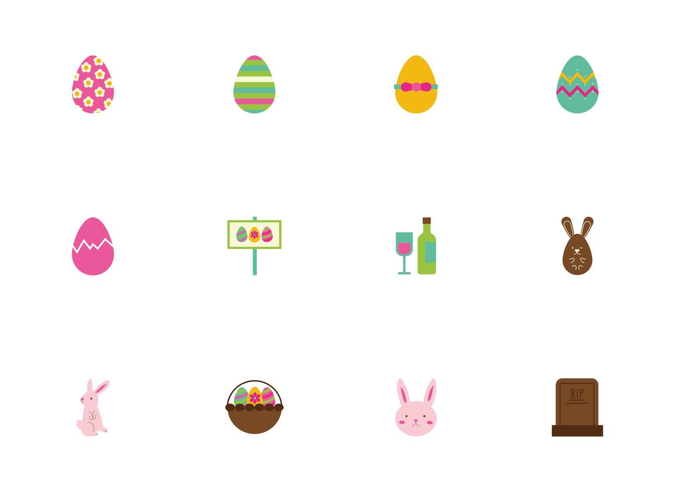 Easter icon set vector