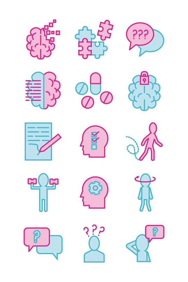 Alzheimer's disease icon set vector
