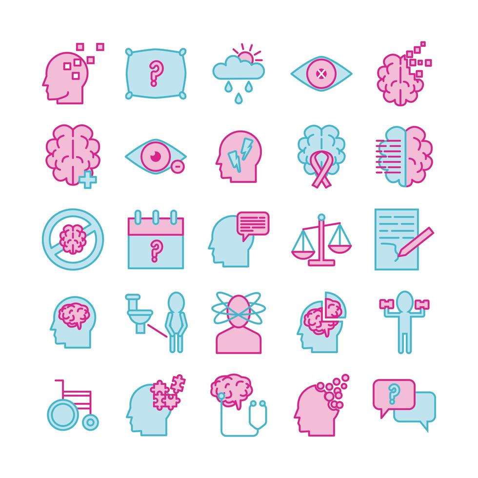 Alzheimer's disease icon set vector