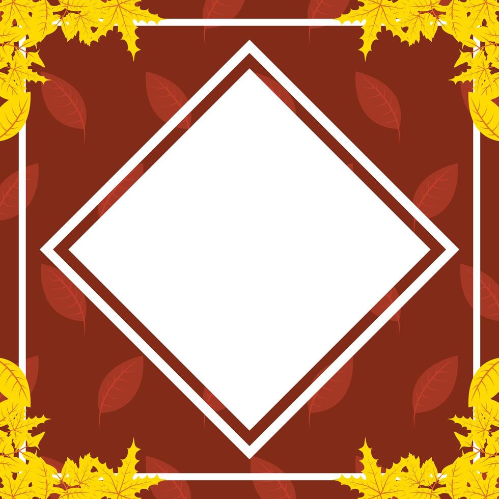 Autumn sale banner with diamond frame vector