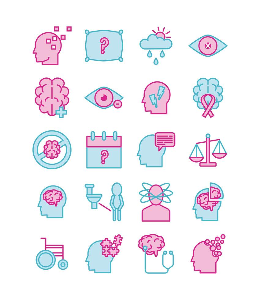 Alzheimer's disease icon set vector