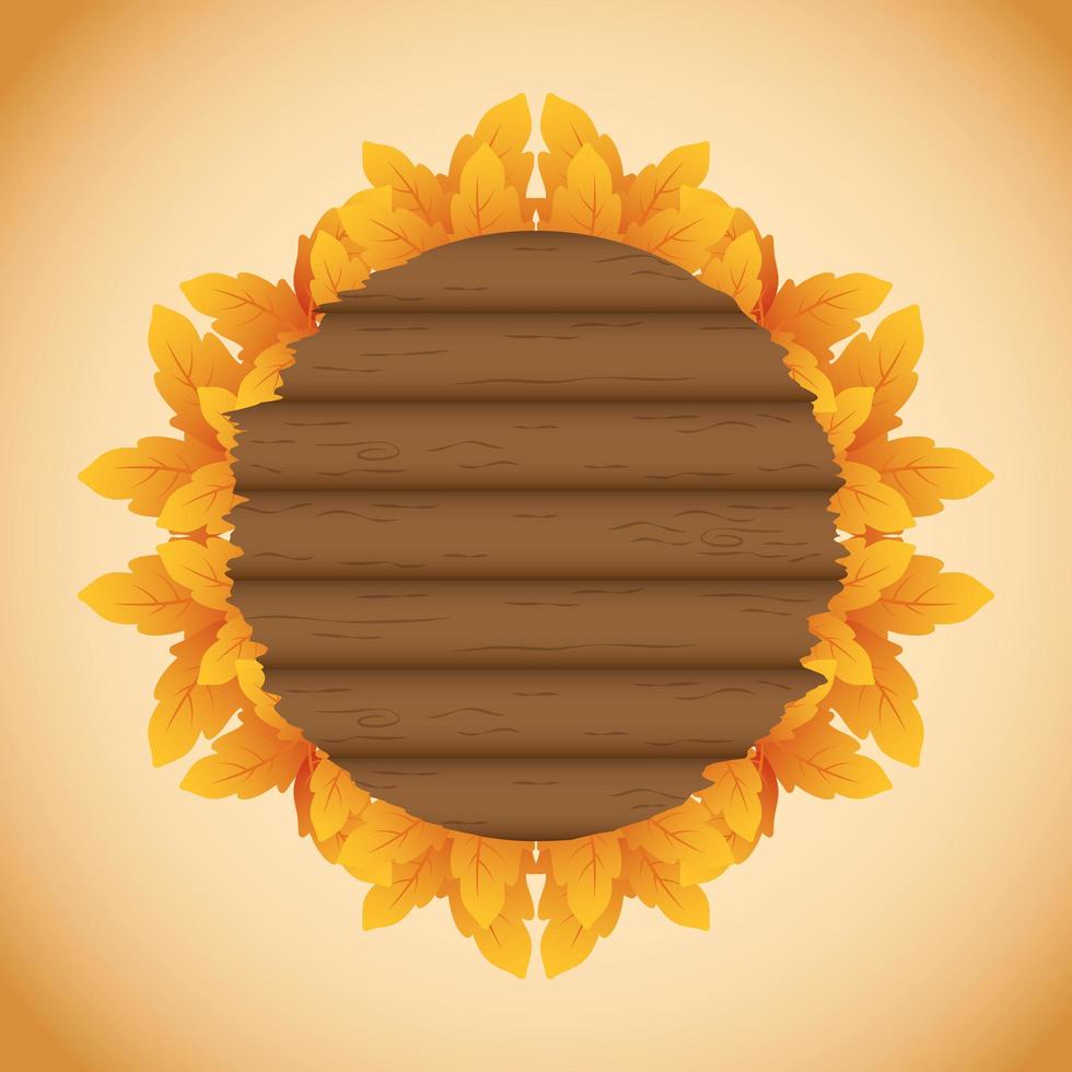banner de otoño con marco circular de follaje vector