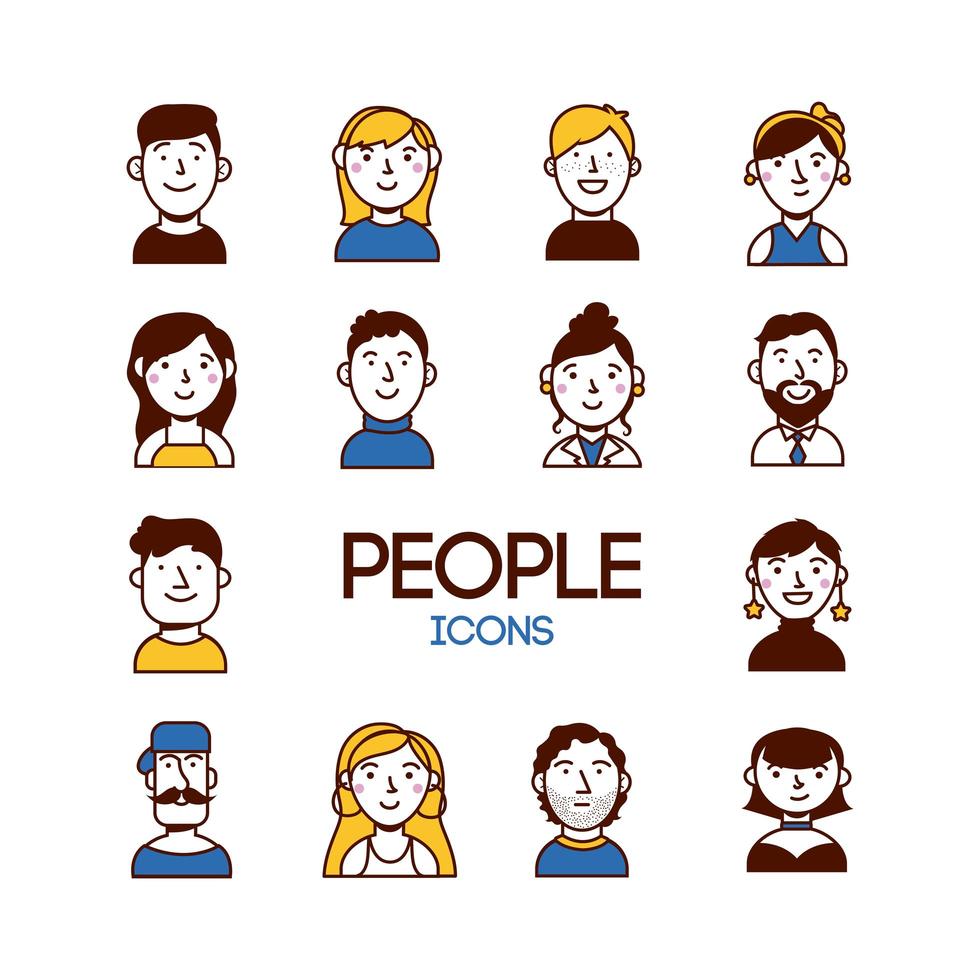 People characters icon set vector