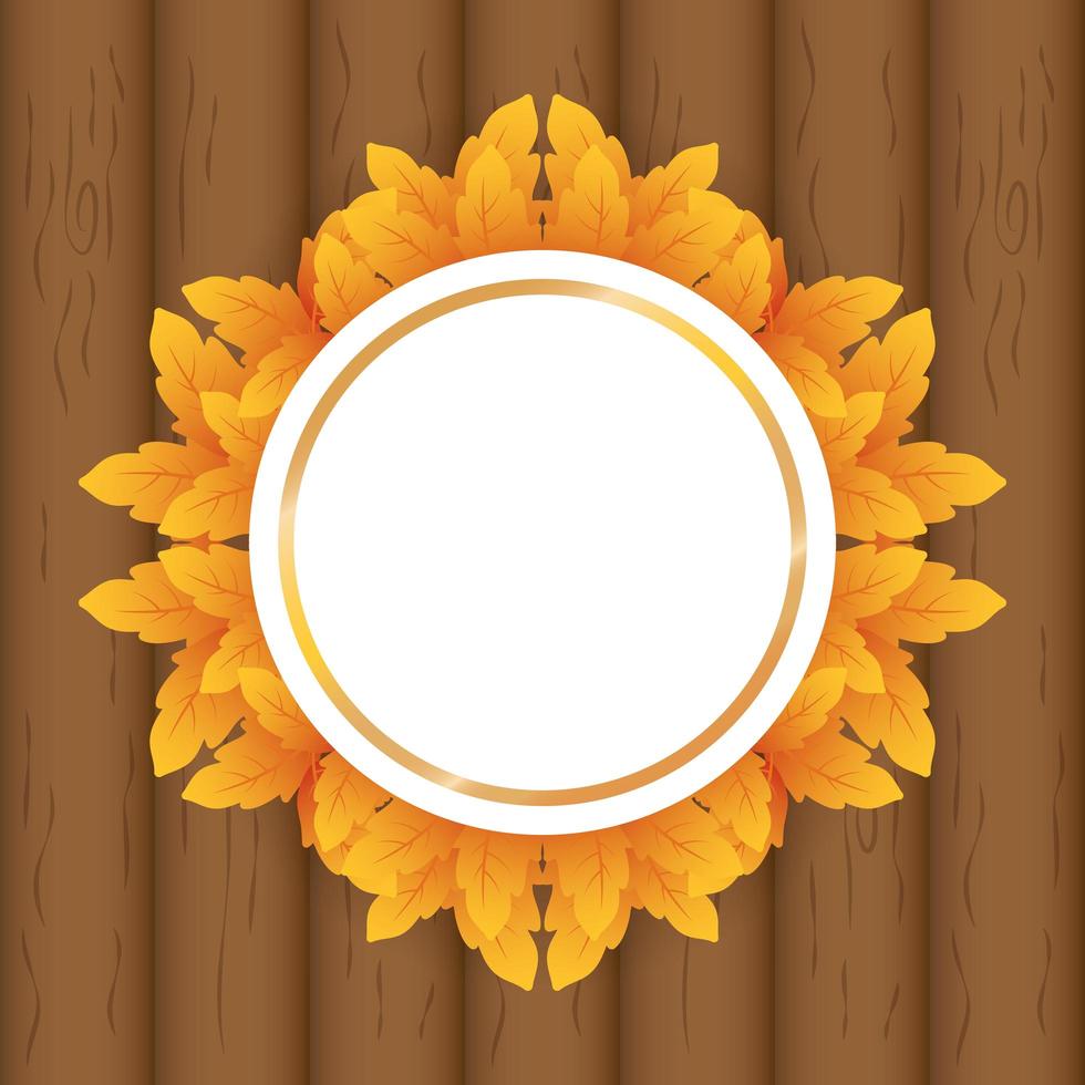 banner de otoño con marco circular de follaje vector