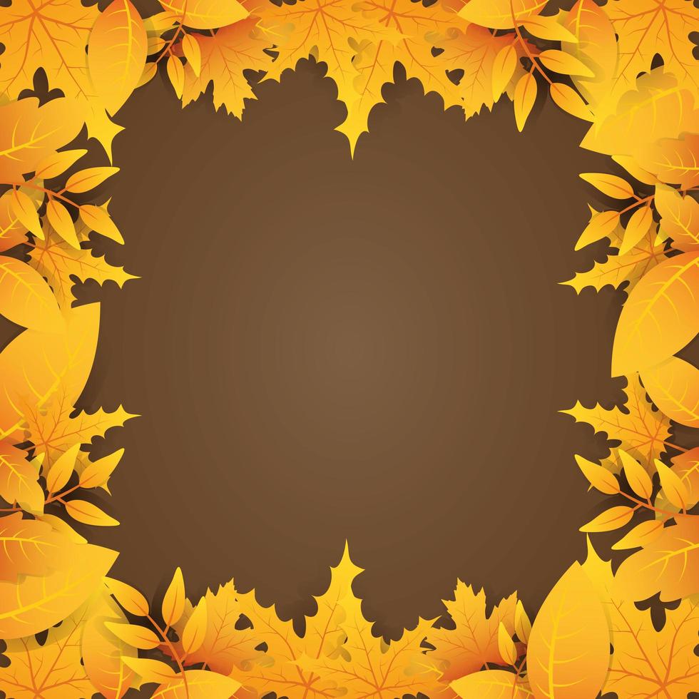 Autumn leaves and foliage decorative frame vector