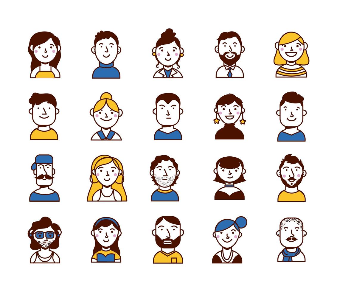 People characters icon set vector