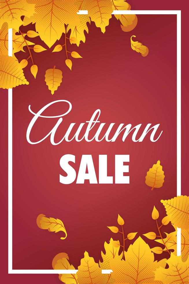cartel de venta de otoño con follaje vector