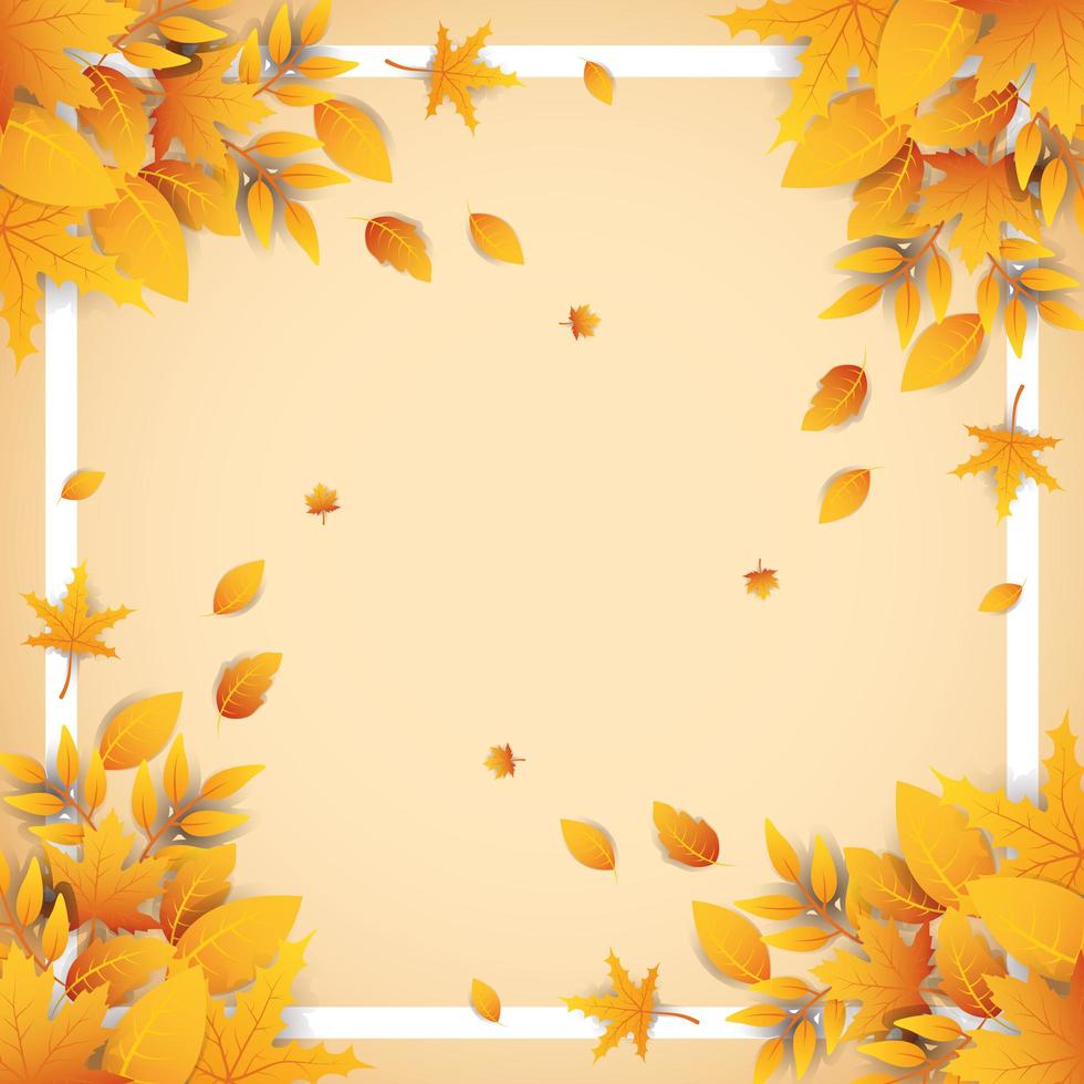 Autumn leaves and foliage decorative frame vector