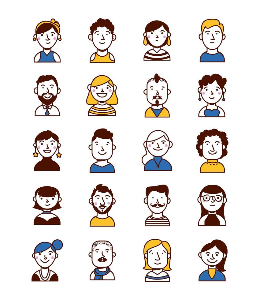 conjunto de iconos de personajes de personas vector