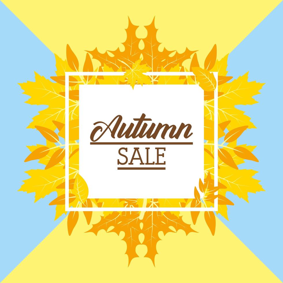 Autumn sale banner with foliage vector