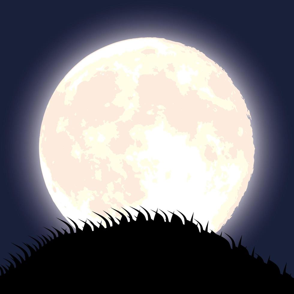 Halloween dark night scene with full moon vector