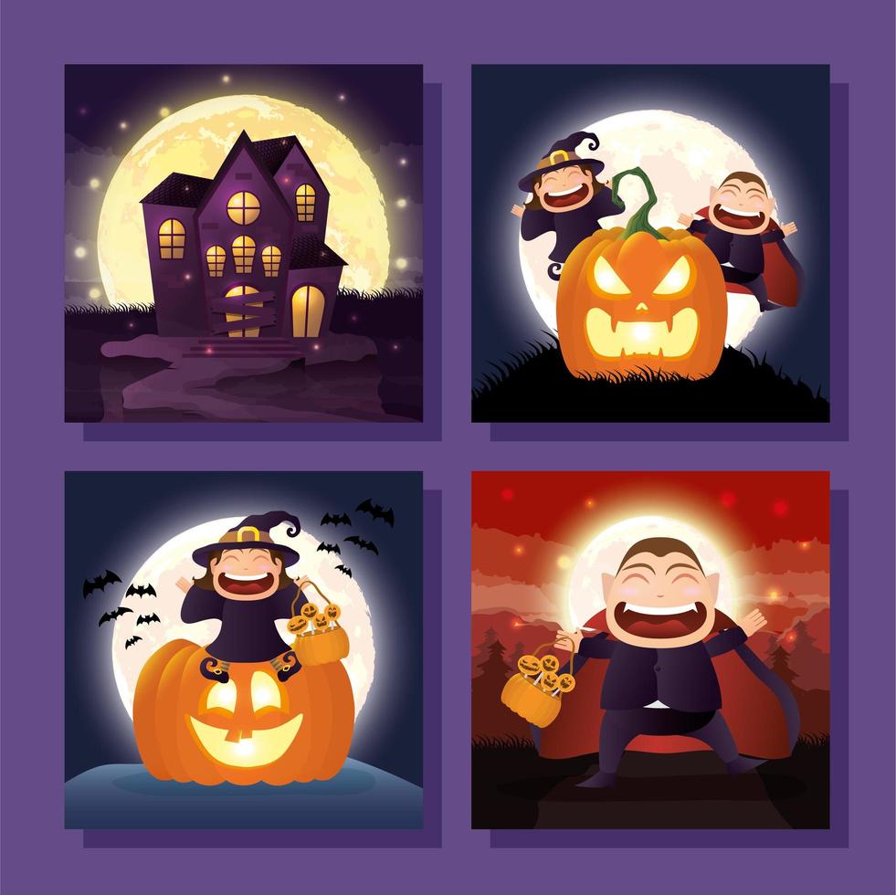 paquete de escenas de halloween vector