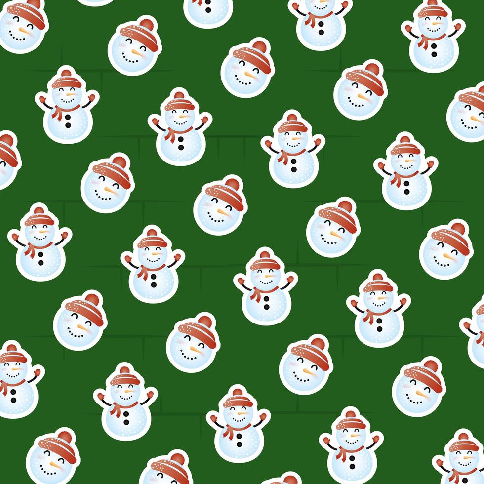 merry christmas card with snowman pattern vector