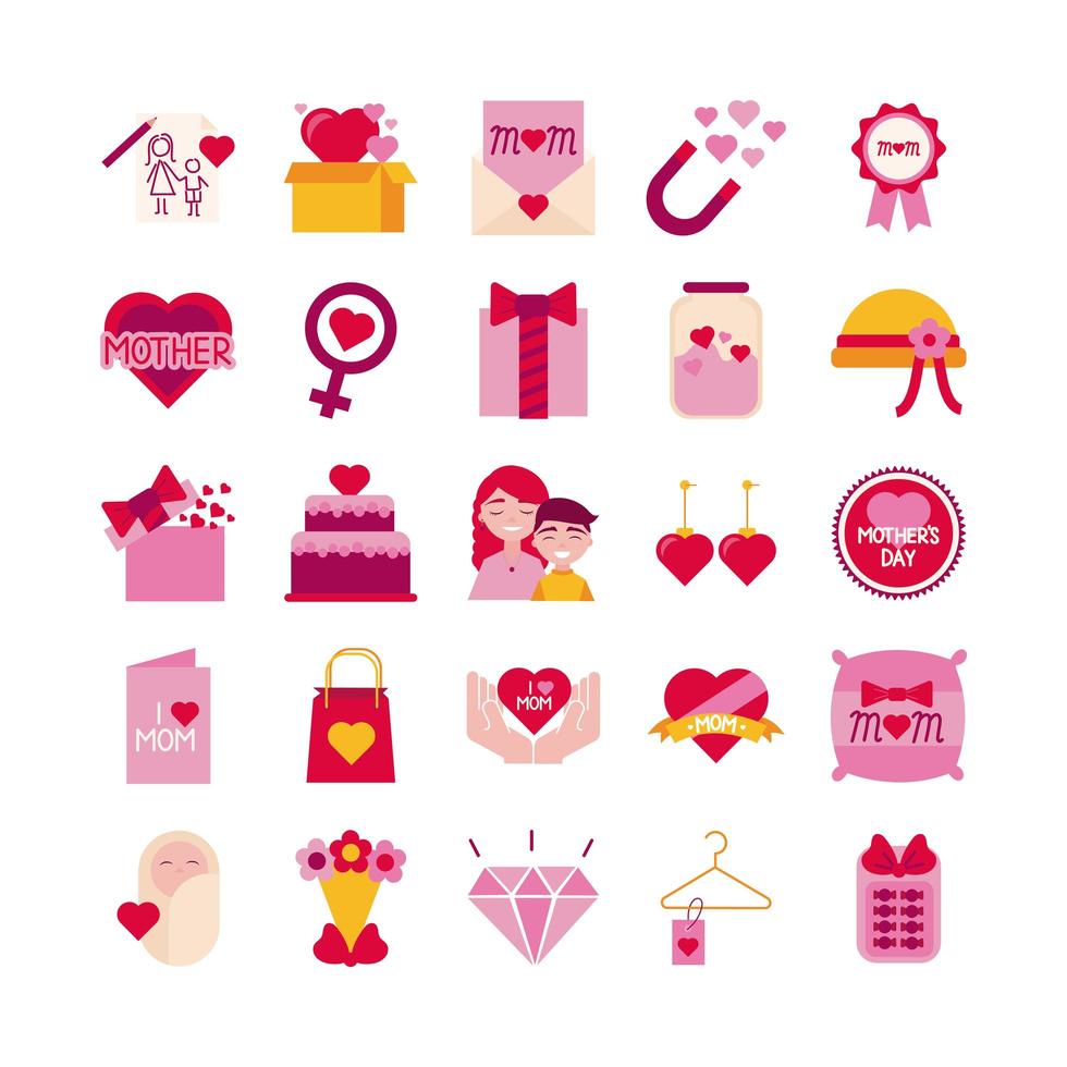 conjunto de iconos de celebración del día de la madre vector