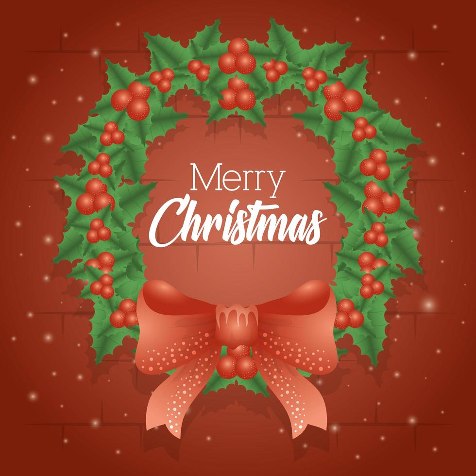 tarjeta de feliz navidad con decoración de guirnaldas vector
