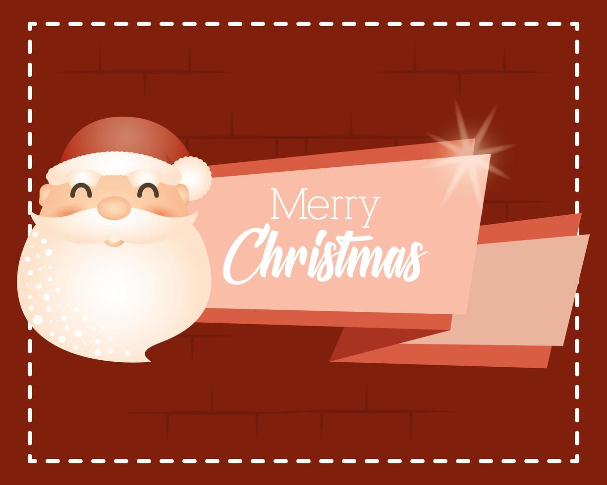 merry christmas card with santa claus vector