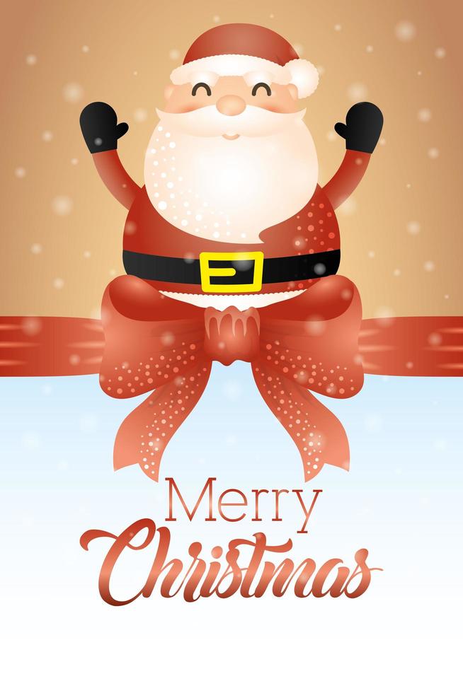 tarjeta de feliz navidad con lindo santa claus vector