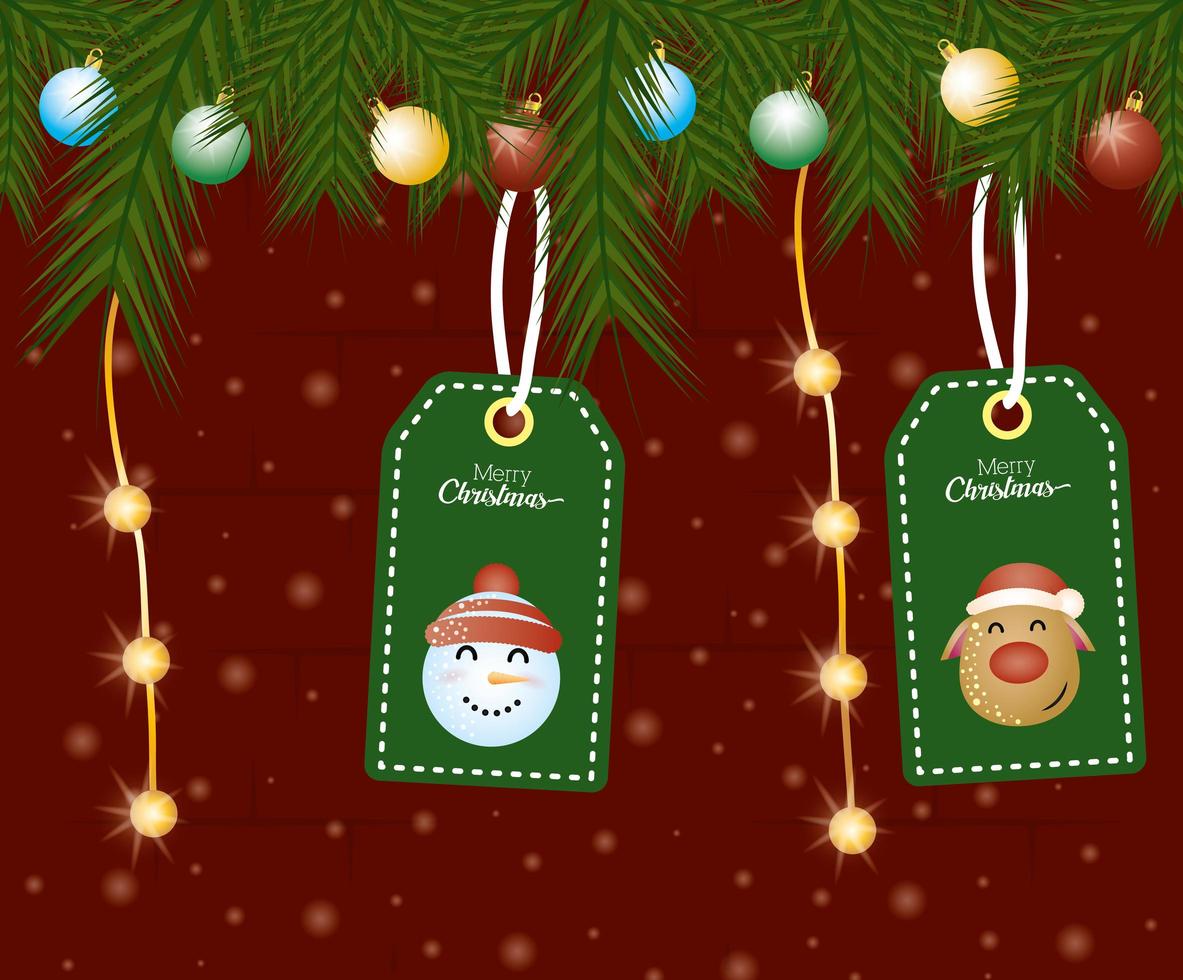 Cute Christmas tags hanging vector