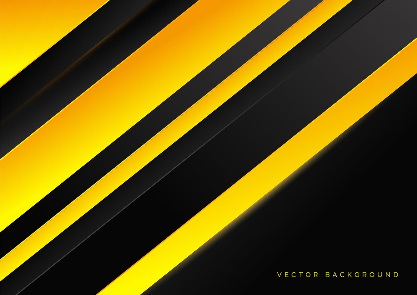 Abstract technology striped overlapping diagonal lines pattern yellow and black color tone background with yellow light effect. vector