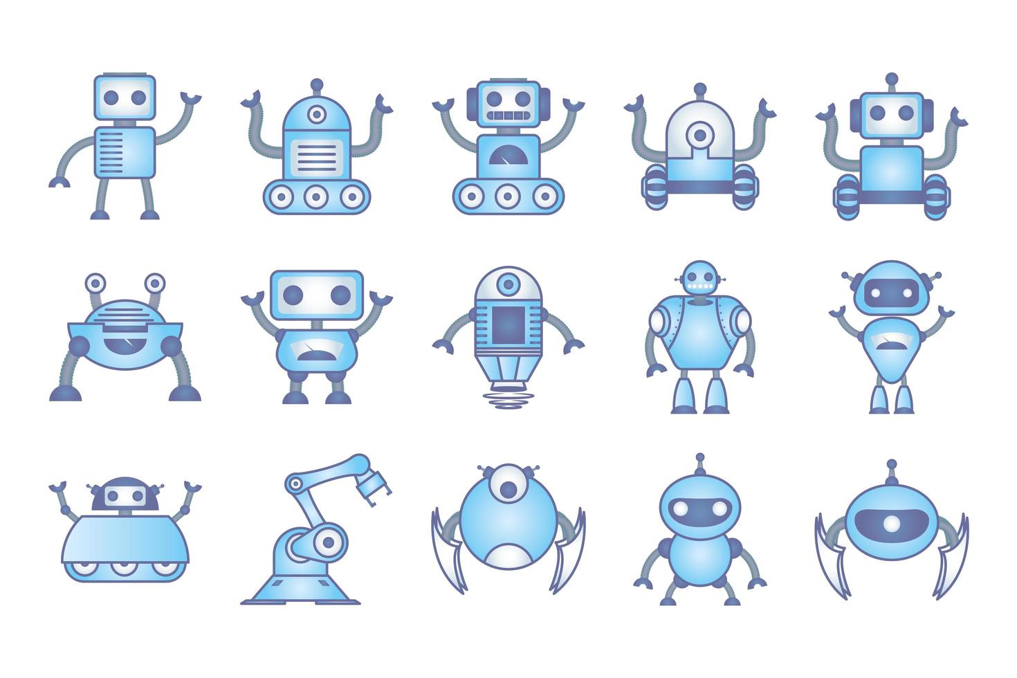 bundle of robots icons vector