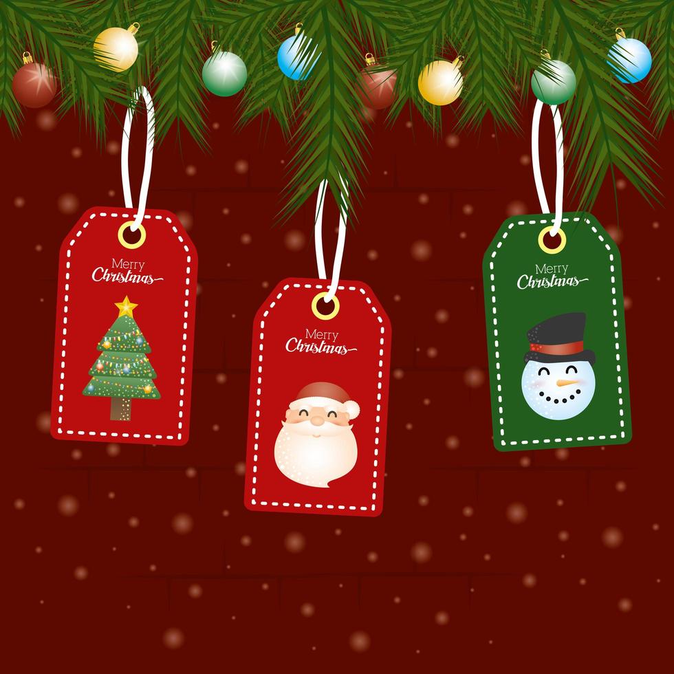 Cute Christmas tags hanging vector
