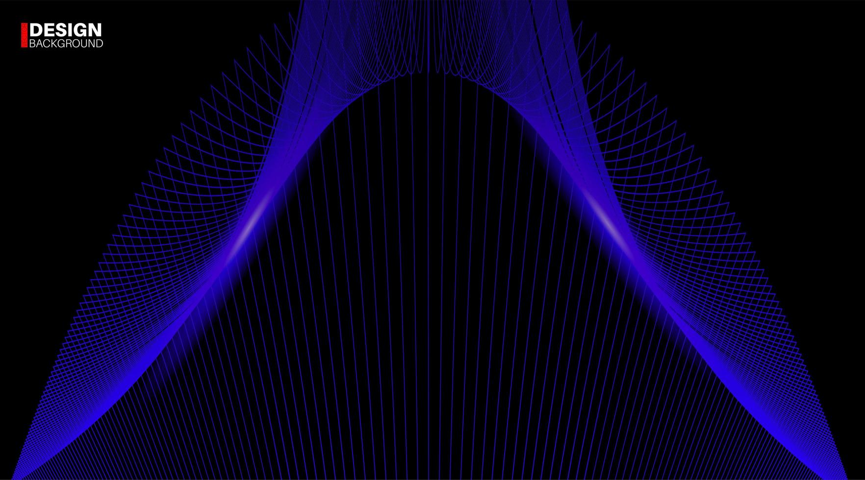 Fondo de vector geométrico abstracto. diseño de onda de línea azul sobre un fondo negro.