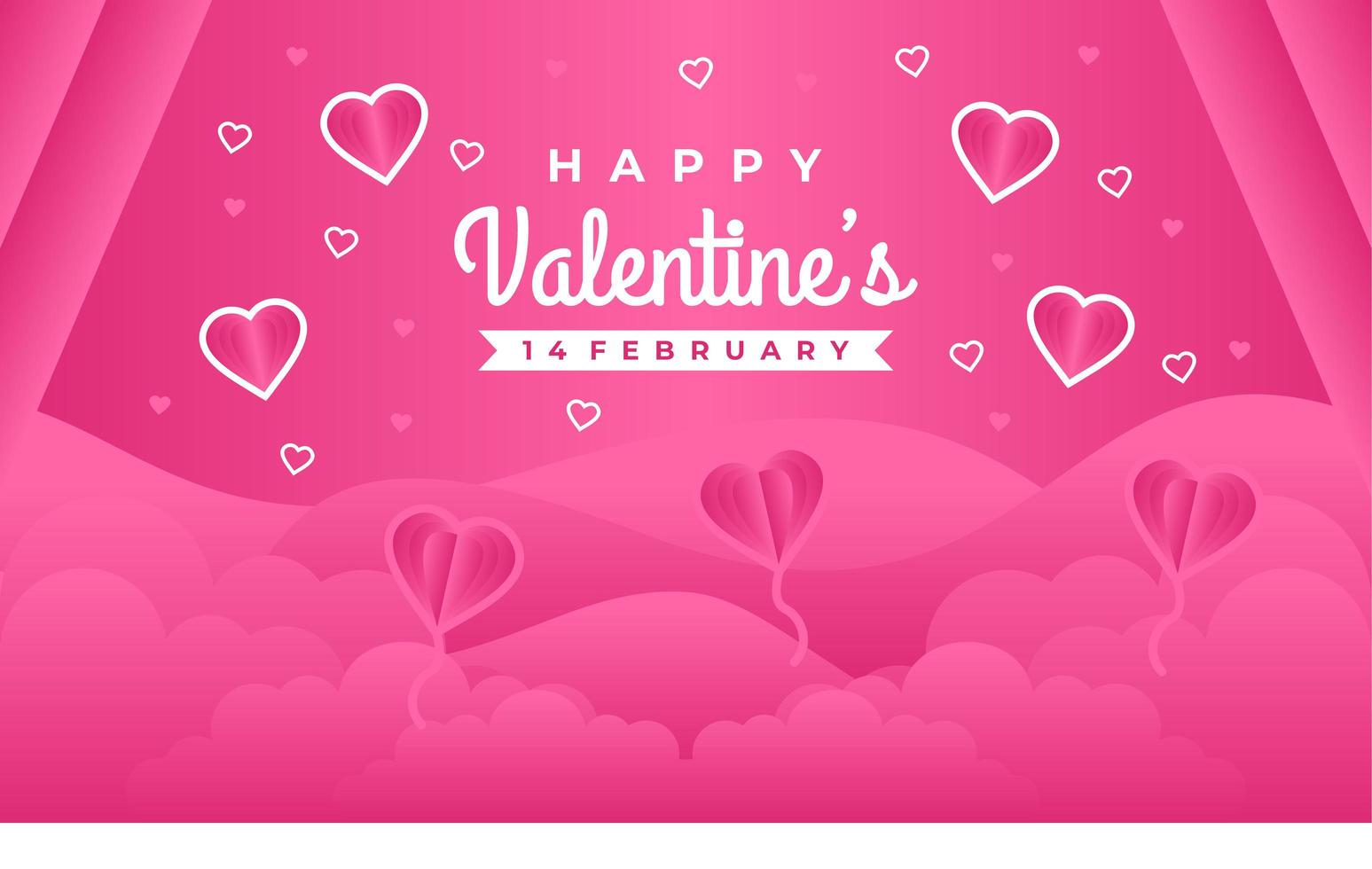 Hermoso fondo de banner de saludo de feliz día de San Valentín con corazones vector