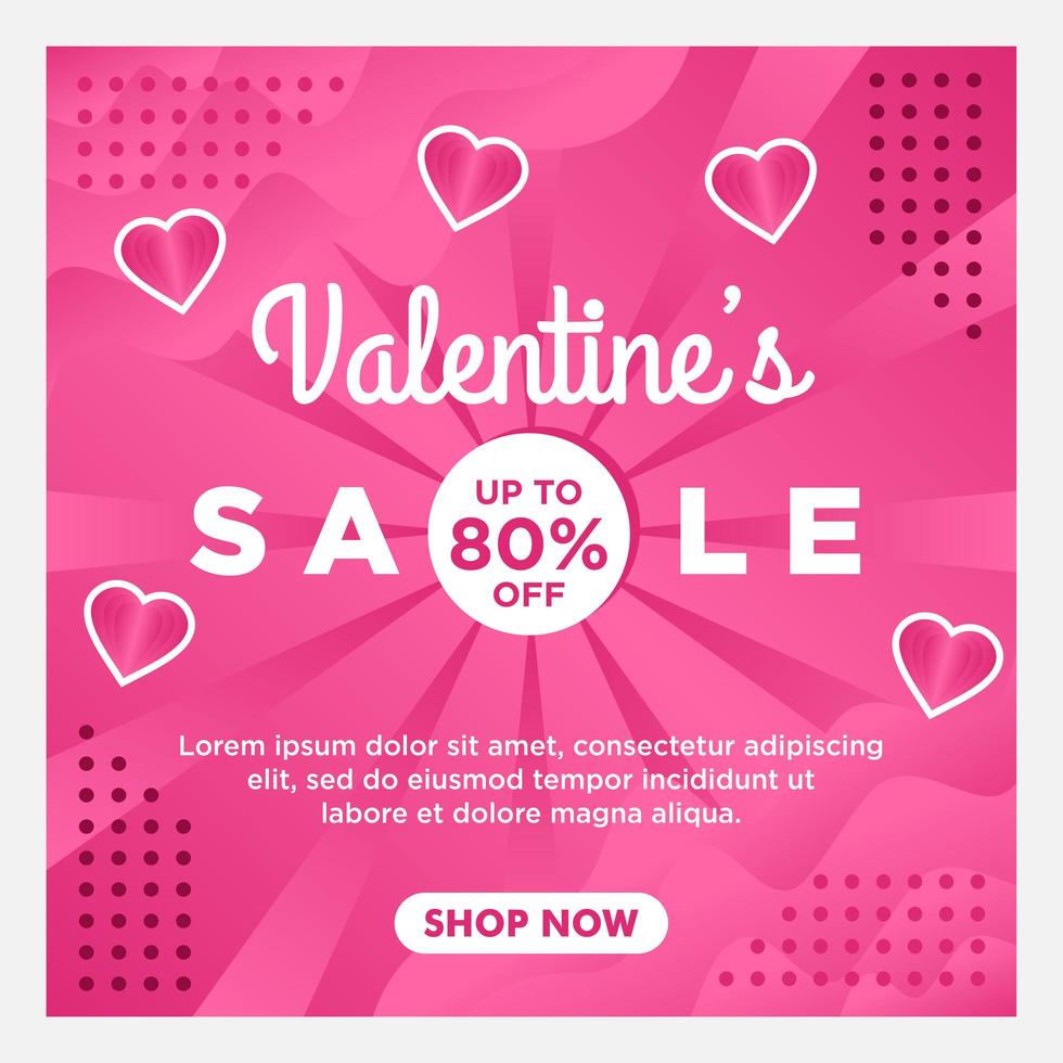 happy Valentine day sale social media template with pink background vector