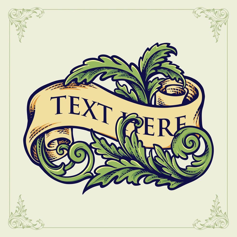 Vintage Ribbon Banner Decoration with Ornament vector