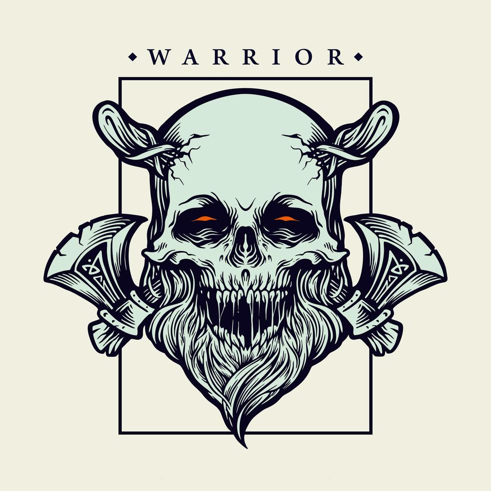 Viking skull Warrior with axes vector illustration