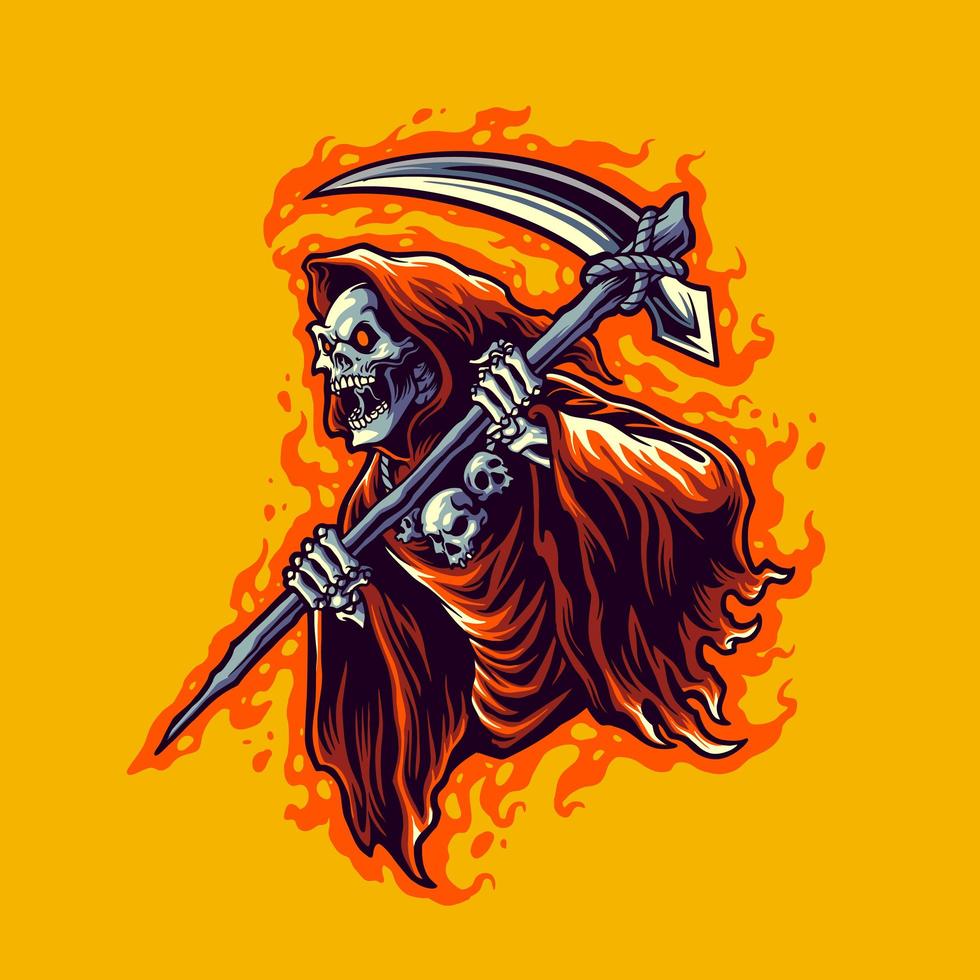 grim reaper cartoon illustration vector