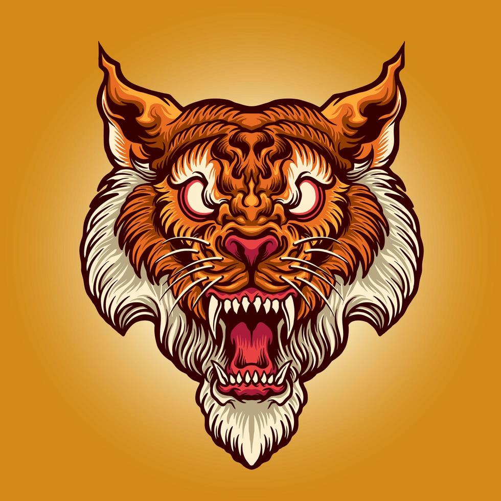 ilustración de tatuaje de cabeza de tigre vector