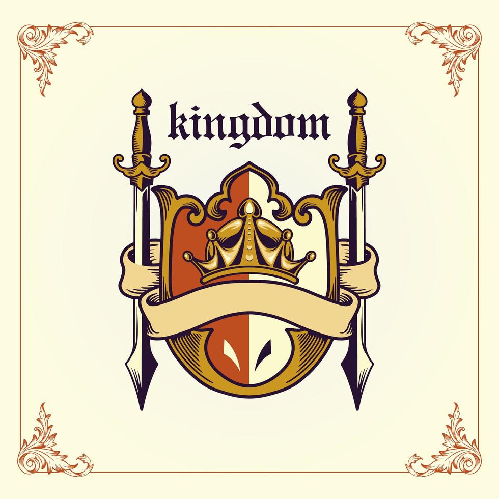 insignia del reino con cinta y espadas vector